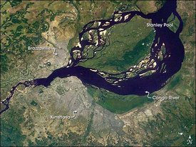 Image of Kinshasa and Brazzaville, taken by NASA