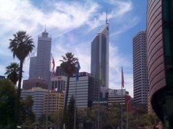 Perth skyline viewed from the Swan Bells.