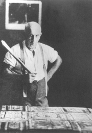 Portrait of Adolf Wlfli with paper trumpet, 1925