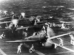Planes from the Japanese aircraft carrier  preparing the attack on .
