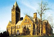 Completed 1898, University Hall is the central academic building at Wesleyan (Ohio)