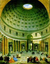 The interior of the Pantheon in the 18th century, painted by 