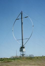 A Darrieus wind turbine once used to generate electricity on the 