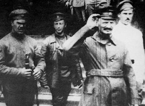 Trotsky with troops at the Polish front, 1919