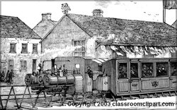 An illustration of a historical train. Pictures provided by by Classroom Clip Art (http://classroomclipart.com)
