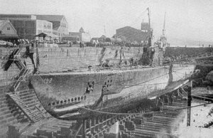 SS-192 in drydock after being salvaged