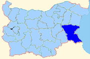 Burgas province shown within Bulgaria