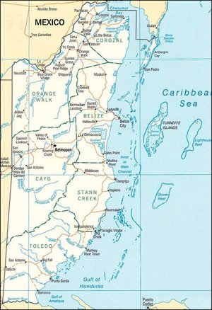Map of Belize in detail