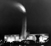 Night view of Bankside Power Station, circa 1965