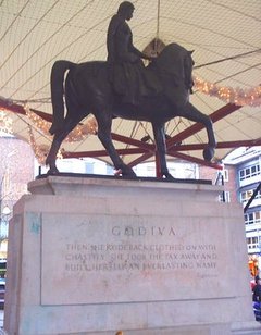 A statue of Lady Godiva in central 
