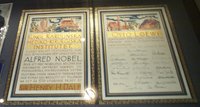 The Nobel Prize diploma of Otto Loewi, displayed in the Royal Society, London.
