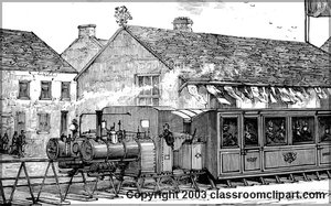 An illustration of a historical train. Pictures provided by by Classroom Clip Art (http://classroomclipart.com)