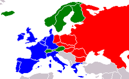 European  as of late 1980's. EEC member states are marked in blue,  – green, and Comecon – red.