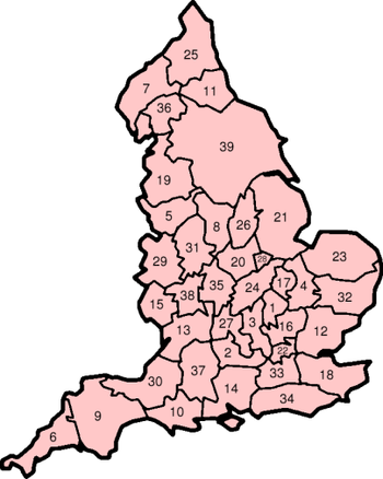 A map of the traditional counties of England