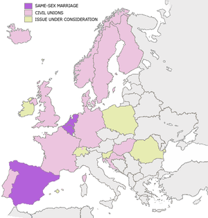 Status of legal recognition in Europe.