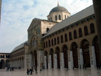 The Courtyard of the Umayyad Mosque in Damascus, one of the grandest architectural legacies of the Umayyads.