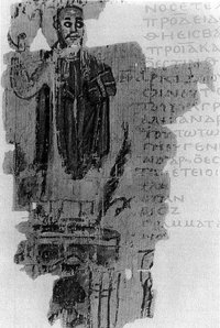 Theophilus, Gospel in hand, stands triumphantly atop the Serapeum in AD 