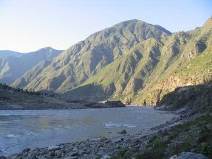 The Indus River in northern , near the rock Aornus.