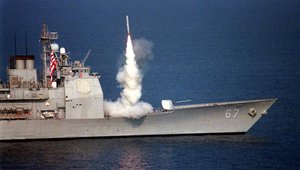 USS Shiloh launching a cruise missile in the Gulf, , 