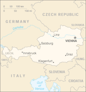 Map of Austria, locating Linz