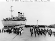 The first American war dead were brought home aboard the USS Randall, shown here departing  on , .