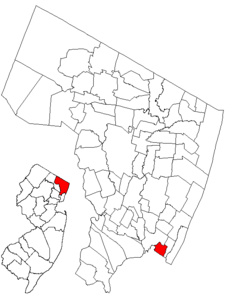 Map highlighting Fairview's location within Bergen County. Inset: Bergen County's location within New Jersey.
