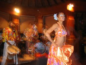 A woman performs the sega in Pointe-aux-Piments, Mauritius. Photographed by Andy Carvin in July 2004.