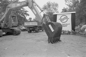 Ground breaking ceremony of MRT construction (Photo from National Archives of Singapore)