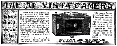 A  advertisement for a short rotation panoramic camera