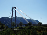 Gjemnessundbrua, the suspension bridge of KRIFAST. Southward view to .