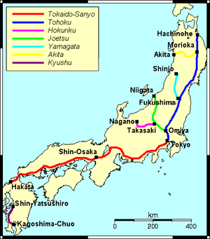 Map of Shinkansen network