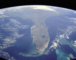 Florida, USA, taken from NASA Shuttle Mission STS-95 on 31st October 1998. For full details of the view click on the picture.