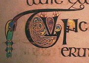Almost all of the folios of the Book of Kells contain small illuminations like this decorated initial.