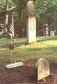 Louisa May Alcott's grave in Sleepy Hollow Cemetery, Concord
