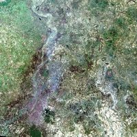 A simulated-color satellite image of Kolkata taken on NASA's Landsat 7 satellite.