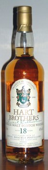 A Hart Brothers bottling of 18 year old Royal Brackla Single Malt Scotch whisky.