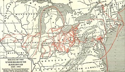 Map of some Underground Railroad routes