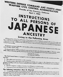 Exclusion order posted at First and Front Streets in San Francisco directing removal of persons of Japanese ancestry.