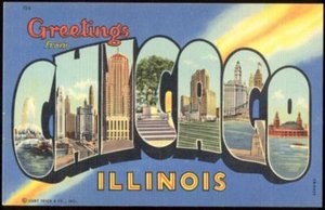 Vintage large letter postcard from Chicago