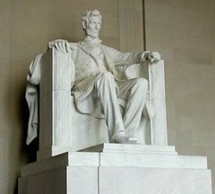 The Daniel Chester French sculpture inside the Lincoln Memorial