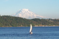 Mount Rainier, as seen from  on , about 45 mi (70 km) away. Uncropped version of image.