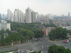 A photograph of the Nanjing skyline.