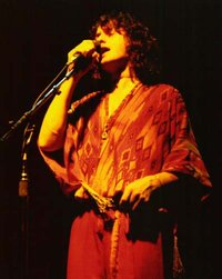 Vocalist Jon Anderson performing in concert with Yes in 1977