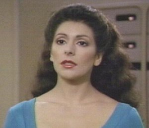 Marina Sirtis as Deanna Troi on Star Trek: The Next Generation