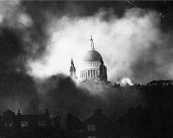St Paul's Cathedral during the bombing of London