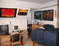 A typical American college dorm room