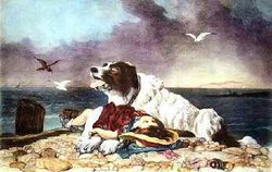 A  painting of a Landseer.