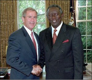 President Kufuor with  President  during a visit to the USA in 2001