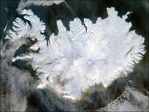 A true colour image of Iceland captured by NASA's Aqua satellite on , .