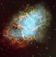 Messier Object 1, the Crab Nebula. In the nebula's very center lies a pulsar: a neutron star rotating 30 times a second.